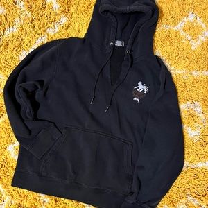 Vintage Stussy hoodie with lion emblem on front and back size larger